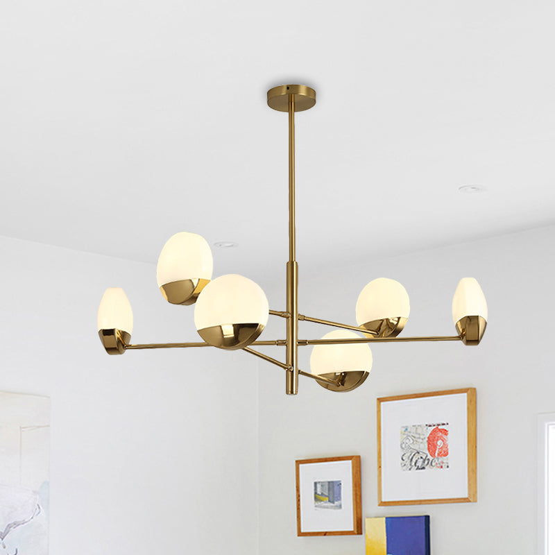 Gold Sputnik Chandelier Lighting Postmodern 6/8/10 Heads Metal Hanging Lamp with Round White Glass Shade Clearhalo 'Ceiling Lights' 'Chandeliers' Lighting' options 288172