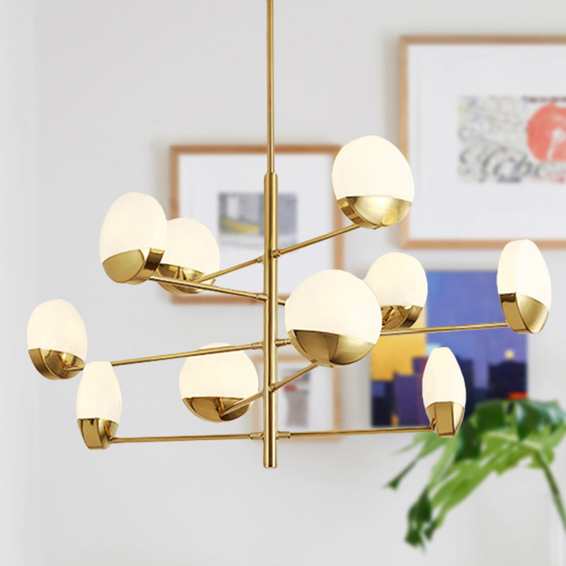 Gold Sputnik Chandelier Lighting Postmodern 6/8/10 Heads Metal Hanging Lamp with Round White Glass Shade Clearhalo 'Ceiling Lights' 'Chandeliers' Lighting' options 288182