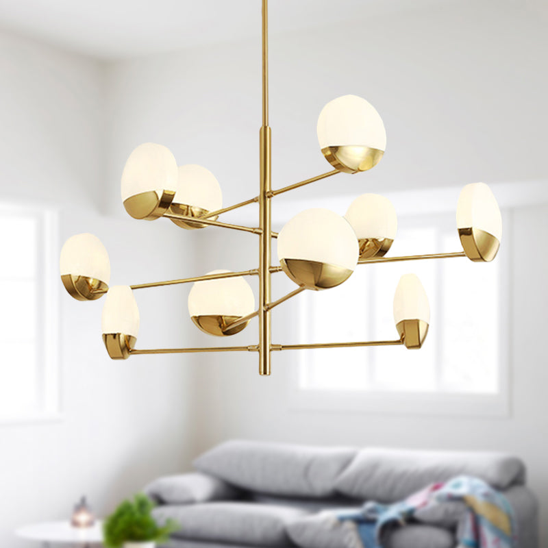 Gold Sputnik Chandelier Lighting Postmodern 6/8/10 Heads Metal Hanging Lamp with Round White Glass Shade Clearhalo 'Ceiling Lights' 'Chandeliers' Lighting' options 288183