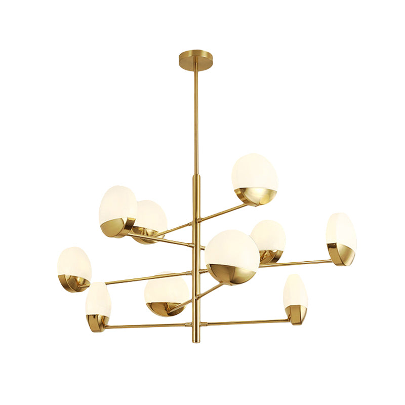 Gold Sputnik Chandelier Lighting Postmodern 6/8/10 Heads Metal Hanging Lamp with Round White Glass Shade Clearhalo 'Ceiling Lights' 'Chandeliers' Lighting' options 288186