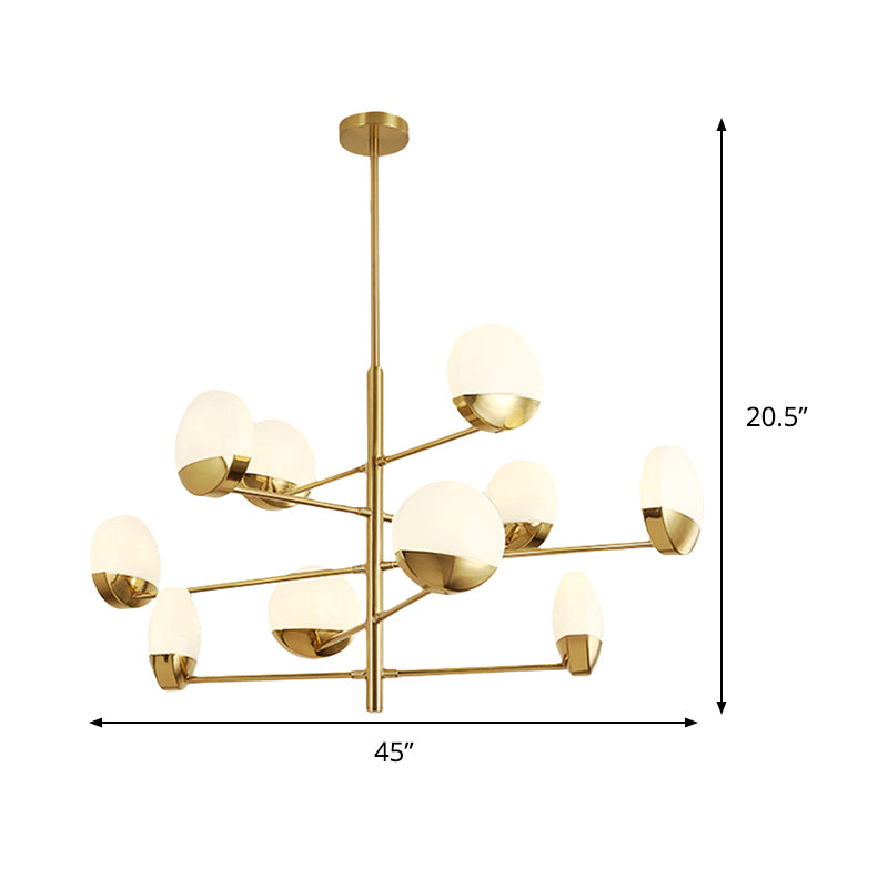 Gold Sputnik Chandelier Lighting Postmodern 6/8/10 Heads Metal Hanging Lamp with Round White Glass Shade Clearhalo 'Ceiling Lights' 'Chandeliers' Lighting' options 288187