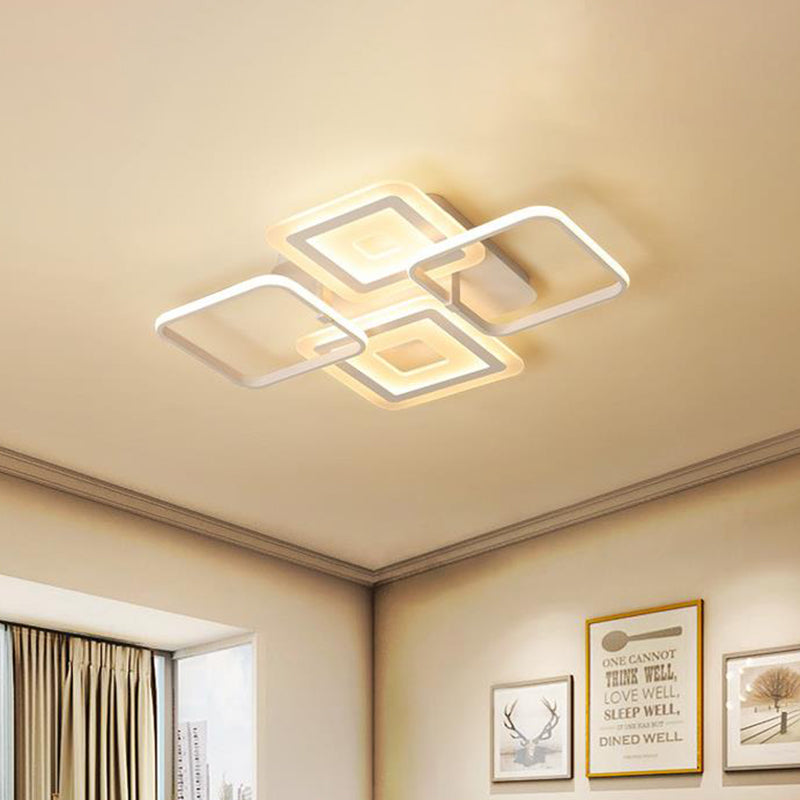 Frame Acrylic Semi Flush Modernist 4 Heads White Ceiling Mount Light Fixture in Warm/White Light Clearhalo 'Ceiling Lights' 'Close To Ceiling Lights' 'Close to ceiling' 'Semi-flushmount' Lighting' 288201