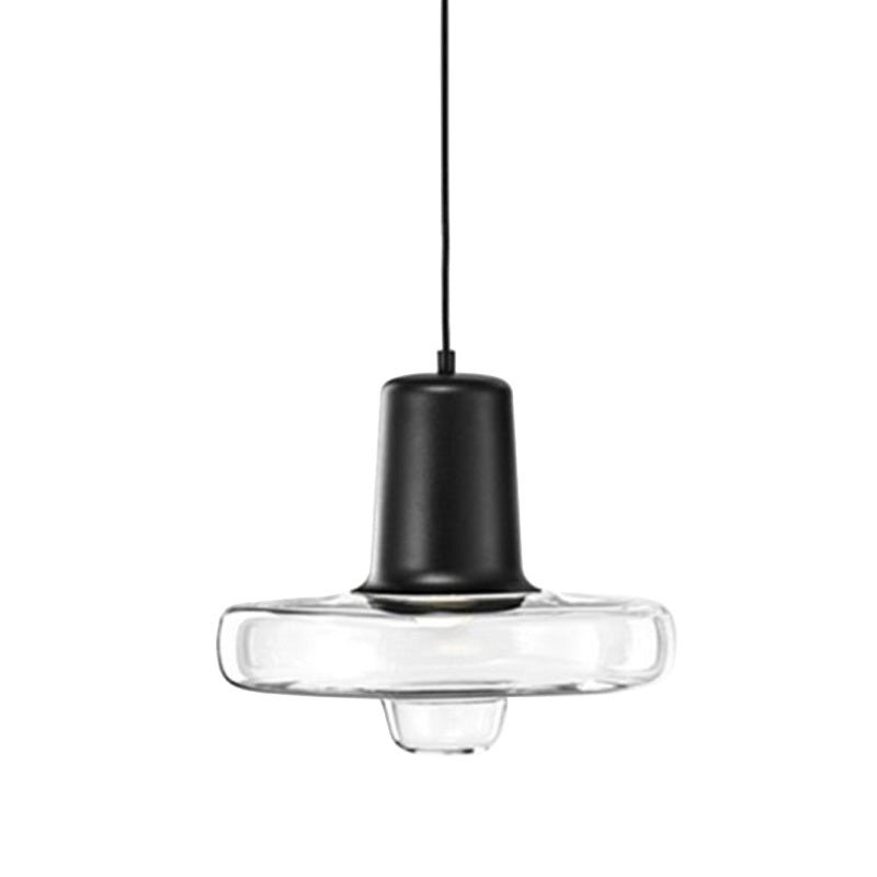 Gyro Hanging Pendant Light Contemporary Clear Glass 1 Light Black/Champagne/Rose Gold Suspension Light, 8"/10.5"/13" Wide Clearhalo 'Ceiling Lights' 'Chandeliers' 'Glass shade' 'Glass' 'Modern Pendants' 'Modern' 'Pendant Lights' 'Pendants' Lighting' 288207