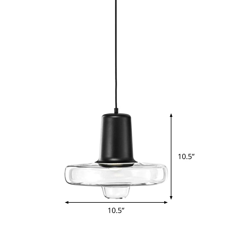Gyro Hanging Pendant Light Contemporary Clear Glass 1 Light Black/Champagne/Rose Gold Suspension Light, 8"/10.5"/13" Wide Clearhalo 'Ceiling Lights' 'Chandeliers' 'Glass shade' 'Glass' 'Modern Pendants' 'Modern' 'Pendant Lights' 'Pendants' Lighting' 288209
