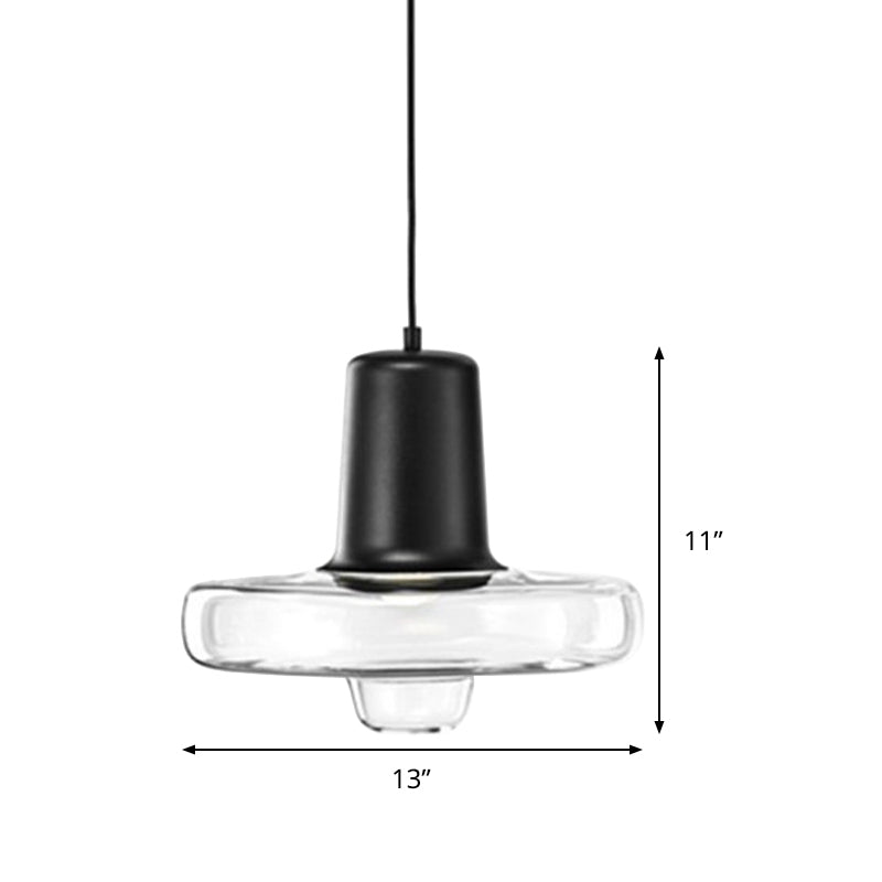Gyro Hanging Pendant Light Contemporary Clear Glass 1 Light Black/Champagne/Rose Gold Suspension Light, 8"/10.5"/13" Wide Clearhalo 'Ceiling Lights' 'Chandeliers' 'Glass shade' 'Glass' 'Modern Pendants' 'Modern' 'Pendant Lights' 'Pendants' Lighting' 288210