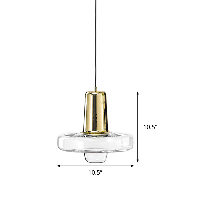 Gyro Hanging Pendant Light Contemporary Clear Glass 1 Light Black/Champagne/Rose Gold Suspension Light, 8"/10.5"/13" Wide Clearhalo 'Ceiling Lights' 'Chandeliers' 'Glass shade' 'Glass' 'Modern Pendants' 'Modern' 'Pendant Lights' 'Pendants' Lighting' 288223