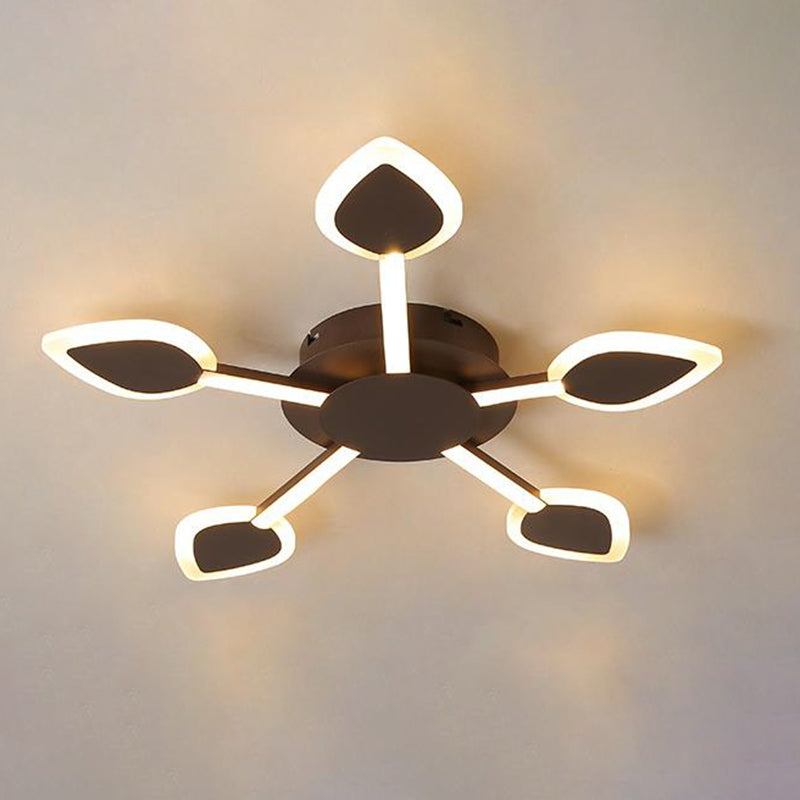 Sputnik Flush Light Contemporary Acrylic 5/11 Heads 29.5"/45" Wide Brown Close to Ceiling Lighting in Warm/White Light Brown 29.5" Warm Clearhalo 'Ceiling Lights' 'Close To Ceiling Lights' 'Close to ceiling' 'Flush mount' Lighting' 288225