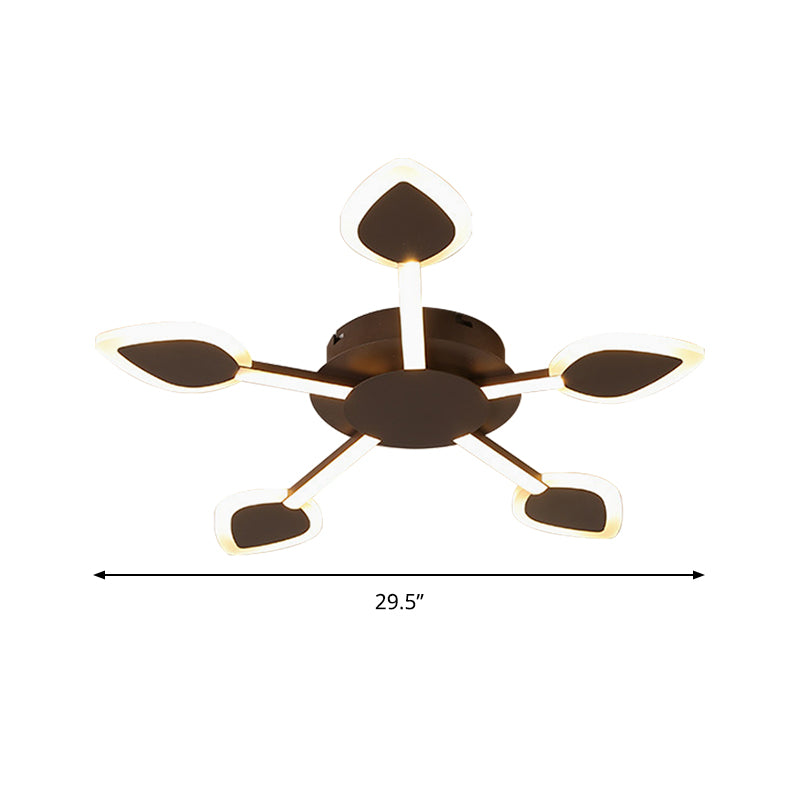 Sputnik Flush Light Contemporary Acrylic 5/11 Heads 29.5"/45" Wide Brown Close to Ceiling Lighting in Warm/White Light Clearhalo 'Ceiling Lights' 'Close To Ceiling Lights' 'Close to ceiling' 'Flush mount' Lighting' 288229