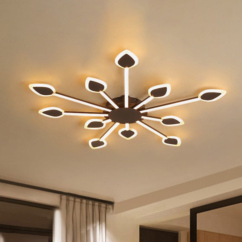 Sputnik Flush Light Contemporary Acrylic 5/11 Heads 29.5"/45" Wide Brown Close to Ceiling Lighting in Warm/White Light Brown 45" Warm Clearhalo 'Ceiling Lights' 'Close To Ceiling Lights' 'Close to ceiling' 'Flush mount' Lighting' 288230