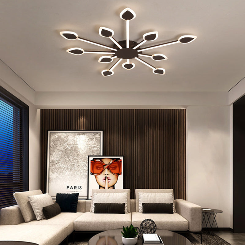 Sputnik Flush Light Contemporary Acrylic 5/11 Heads 29.5"/45" Wide Brown Close to Ceiling Lighting in Warm/White Light Brown 45" White Clearhalo 'Ceiling Lights' 'Close To Ceiling Lights' 'Close to ceiling' 'Flush mount' Lighting' 288231