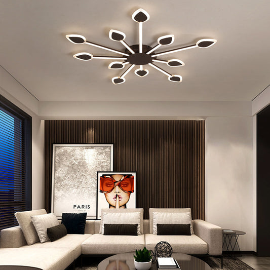 Sputnik Flush Light Contemporary Acrylic 5/11 Heads 29.5"/45" Wide Brown Close to Ceiling Lighting in Warm/White Light Brown 45" White Clearhalo 'Ceiling Lights' 'Close To Ceiling Lights' 'Close to ceiling' 'Flush mount' Lighting' 288231