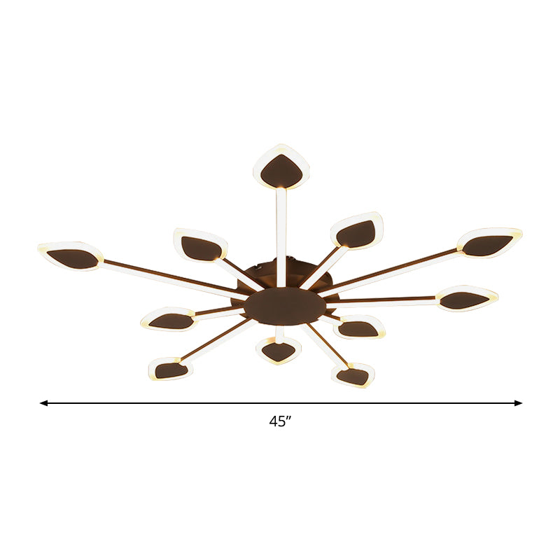 Sputnik Flush Light Contemporary Acrylic 5/11 Heads 29.5"/45" Wide Brown Close to Ceiling Lighting in Warm/White Light Clearhalo 'Ceiling Lights' 'Close To Ceiling Lights' 'Close to ceiling' 'Flush mount' Lighting' 288233