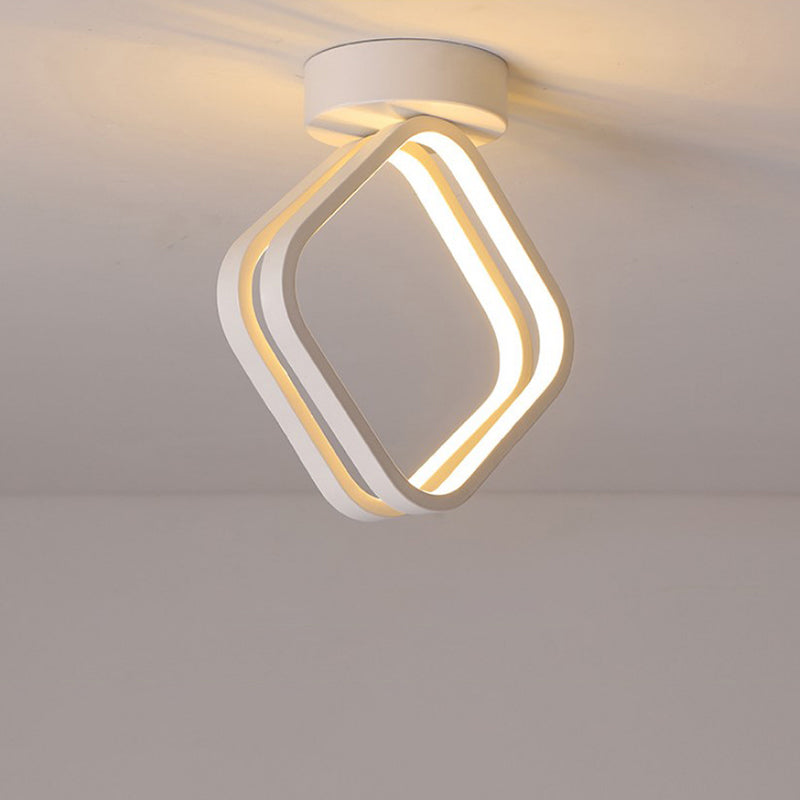 Acrylic Rhombus Flush Mount Lighting Minimalist Black/White LED Ceiling Light, Warm/White/3 Color Light White Clearhalo 'Ceiling Lights' 'Close To Ceiling Lights' 'Close to ceiling' 'Flush mount' Lighting' 288431