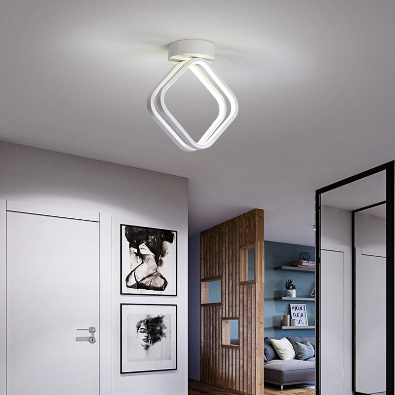 Acrylic Rhombus Flush Mount Lighting Minimalist Black/White LED Ceiling Light, Warm/White/3 Color Light White White Clearhalo 'Ceiling Lights' 'Close To Ceiling Lights' 'Close to ceiling' 'Flush mount' Lighting' 288432