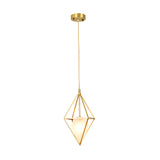 Diamond Pendant Ceiling Light Postmodern Frosted Glass 1 Head Brass Hanging Lamp Clearhalo 'Ceiling Lights' 'Modern Pendants' 'Modern' 'Pendant Lights' 'Pendants' Lighting' 288497