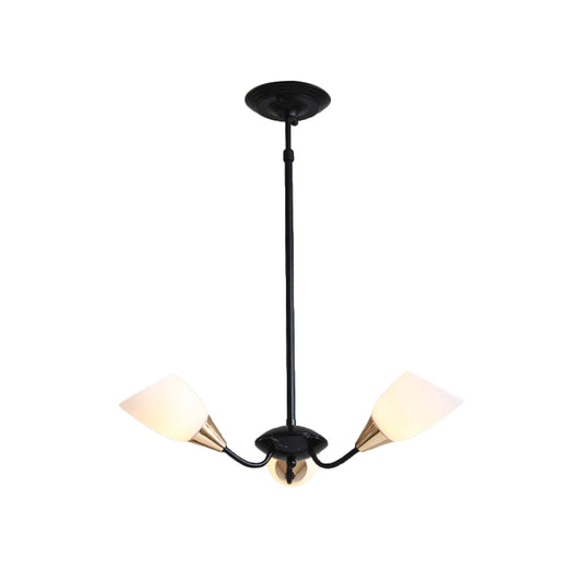 Beveled Chandelier Lighting Modern White Glass 3/6/8 Heads Black Hanging Ceiling Light with Starburst Design Clearhalo 'Ceiling Lights' 'Chandeliers' 'Glass shade' 'Glass' 'Modern Chandeliers' 'Modern' Lighting' 288504