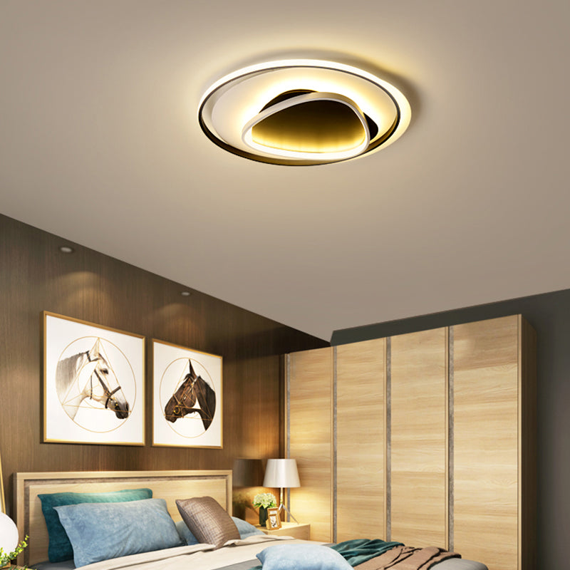 18"/23.5" Wide Black Geometric Flush Mount Modern Acrylic LED Ceiling Light in Warm/White Light/Remote Control Stepless Dimming Clearhalo 'Ceiling Lights' 'Close To Ceiling Lights' 'Close to ceiling' 'Flush mount' Lighting' 288527