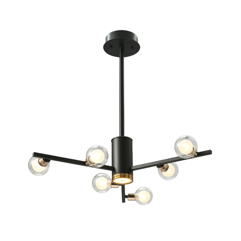 Radial Chandelier Light Fixture Modern Metal 6/10/15 Lights Black Hanging Ceiling Light with Bubble Clear Glass Shade Clearhalo 'Ceiling Lights' 'Chandeliers' 'Glass shade' 'Glass' 'Modern Chandeliers' 'Modern' Lighting' 288535