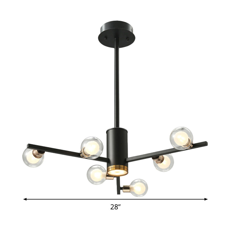 Radial Chandelier Light Fixture Modern Metal 6/10/15 Lights Black Hanging Ceiling Light with Bubble Clear Glass Shade Clearhalo 'Ceiling Lights' 'Chandeliers' 'Glass shade' 'Glass' 'Modern Chandeliers' 'Modern' Lighting' 288536