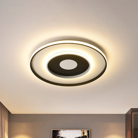 Acrylic Circle Ceiling Lighting Modern Black 18"/23.5" Wide Flush Light Fixture in Warm/White/3 Color Light Black Clearhalo 'Ceiling Lights' 'Close To Ceiling Lights' 'Close to ceiling' 'Flush mount' Lighting' 288568