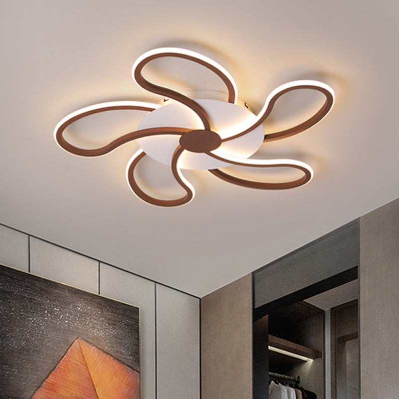 Flower Flush Light Contemporary Acrylic 5/6/7 Heads Brown Ceiling Mounted Fixture in Warm/White Light, 31.5"/39"/46.5" Wide Clearhalo 'Ceiling Lights' 'Close To Ceiling Lights' 'Close to ceiling' 'Flush mount' Lighting' 288594