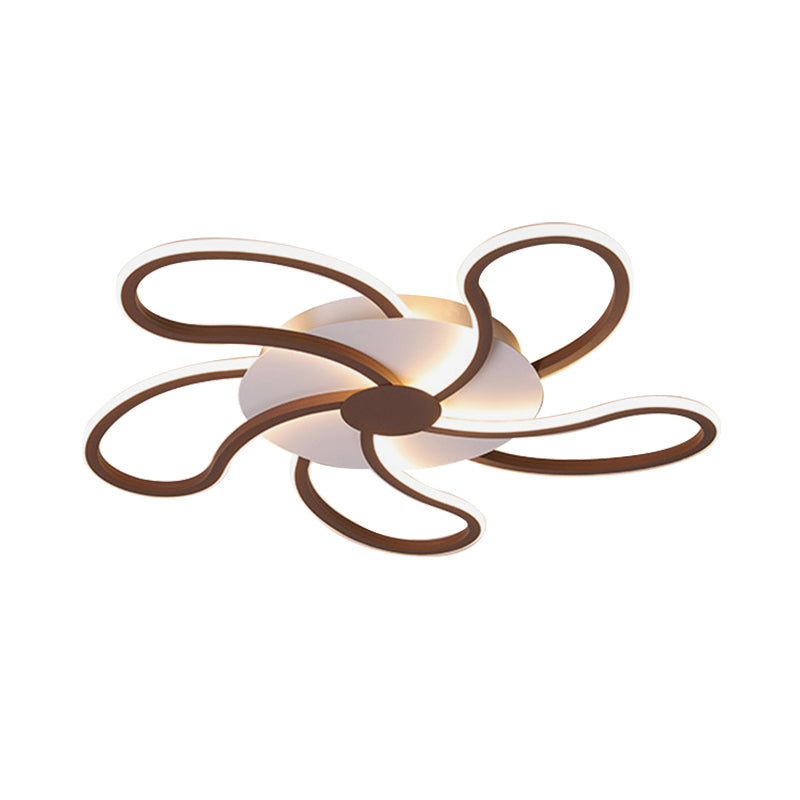 Flower Flush Light Contemporary Acrylic 5/6/7 Heads Brown Ceiling Mounted Fixture in Warm/White Light, 31.5"/39"/46.5" Wide Clearhalo 'Ceiling Lights' 'Close To Ceiling Lights' 'Close to ceiling' 'Flush mount' Lighting' 288596