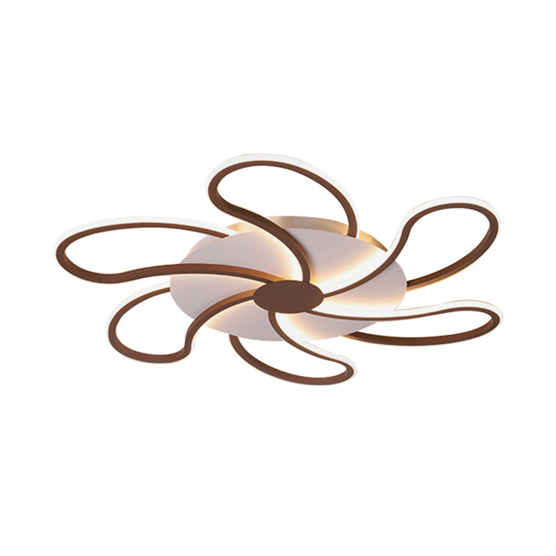 Flower Flush Light Contemporary Acrylic 5/6/7 Heads Brown Ceiling Mounted Fixture in Warm/White Light, 31.5"/39"/46.5" Wide Clearhalo 'Ceiling Lights' 'Close To Ceiling Lights' 'Close to ceiling' 'Flush mount' Lighting' 288600