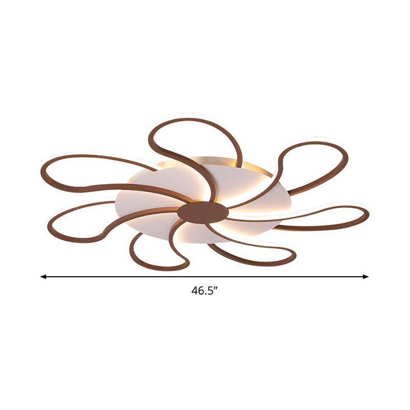 Flower Flush Light Contemporary Acrylic 5/6/7 Heads Brown Ceiling Mounted Fixture in Warm/White Light, 31.5"/39"/46.5" Wide Clearhalo 'Ceiling Lights' 'Close To Ceiling Lights' 'Close to ceiling' 'Flush mount' Lighting' 288605