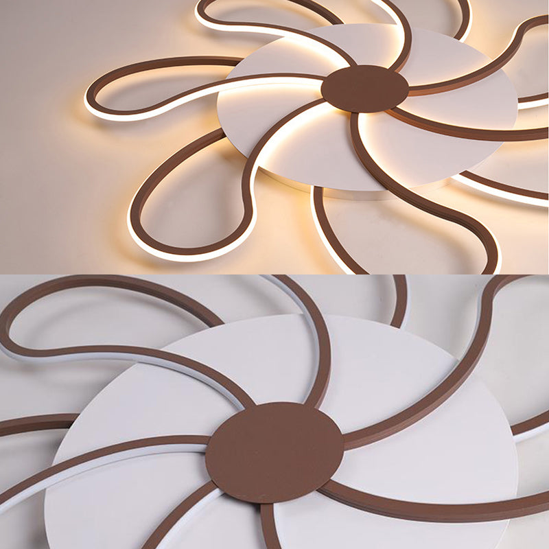 Flower Flush Light Contemporary Acrylic 5/6/7 Heads Brown Ceiling Mounted Fixture in Warm/White Light, 31.5"/39"/46.5" Wide Clearhalo 'Ceiling Lights' 'Close To Ceiling Lights' 'Close to ceiling' 'Flush mount' Lighting' 288606