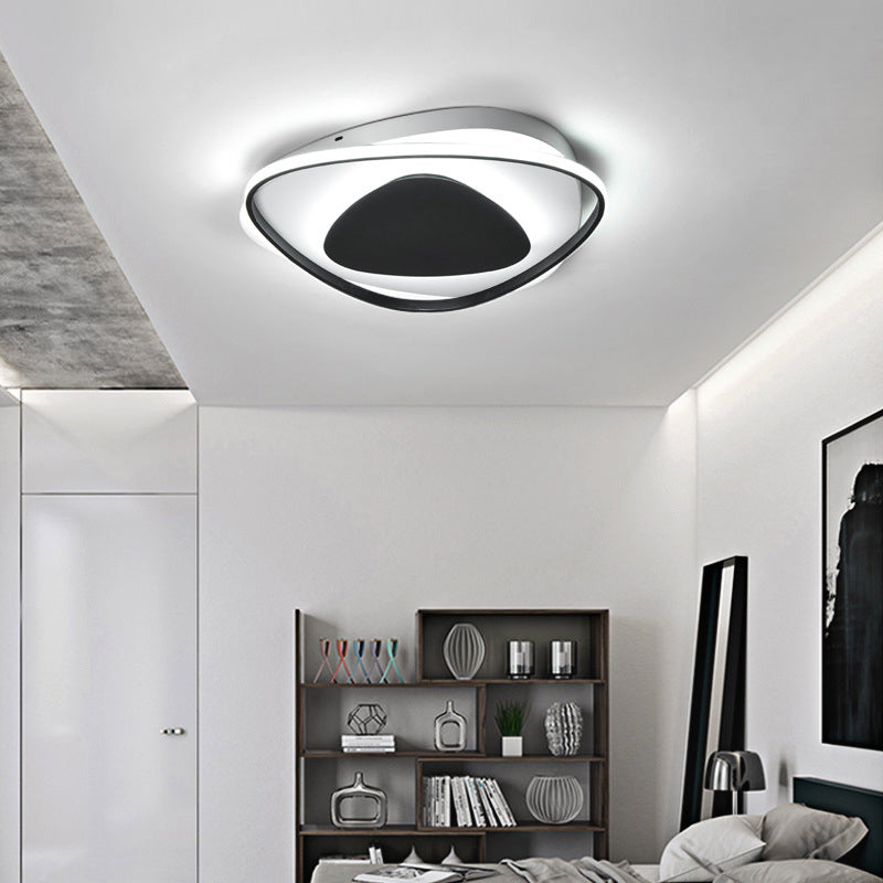 Black Triangle Ceiling Light Fixture Modernism Acrylic LED Flush Mount Lighting in Warm/White Light Black White Clearhalo 'Ceiling Lights' 'Close To Ceiling Lights' 'Close to ceiling' 'Flush mount' Lighting' 288639