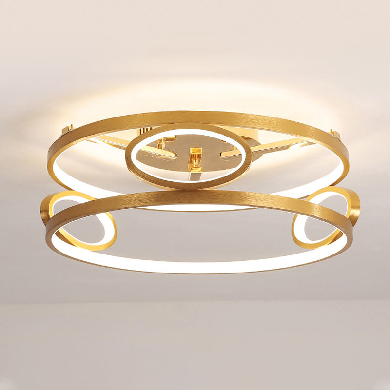 Tiered Semi Flush Light Simple Acrylic LED Gold Ceiling Mounted Fixture for Living Room, 18"/23.5" Wide Gold Clearhalo 'Ceiling Lights' 'Close To Ceiling Lights' 'Close to ceiling' 'Semi-flushmount' Lighting' 288643