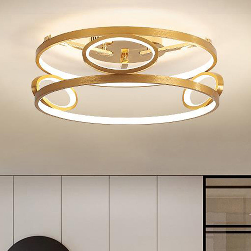 Tiered Semi Flush Light Simple Acrylic LED Gold Ceiling Mounted Fixture for Living Room, 18"/23.5" Wide Clearhalo 'Ceiling Lights' 'Close To Ceiling Lights' 'Close to ceiling' 'Semi-flushmount' Lighting' 288644