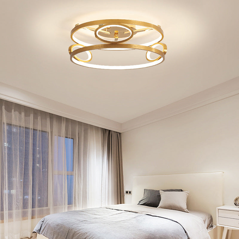 Tiered Semi Flush Light Simple Acrylic LED Gold Ceiling Mounted Fixture for Living Room, 18"/23.5" Wide Clearhalo 'Ceiling Lights' 'Close To Ceiling Lights' 'Close to ceiling' 'Semi-flushmount' Lighting' 288645