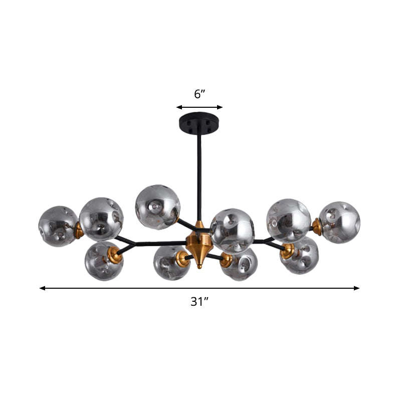 Nordic Bubble Hanging Lamp Kit Clear/Amber/Smoke Gray Dimpled Glass 6/10 Heads Chandelier Lamp for Dining Room Clearhalo 'Ceiling Lights' 'Chandeliers' 'Clear' 'Glass shade' 'Glass' 'Industrial' 'Modern Chandeliers' 'Modern' 'Tiffany' 'Traditional Chandeliers' Lighting' 288692