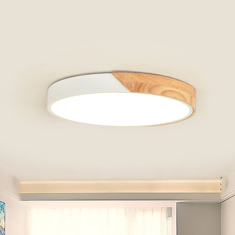 Round Flush Light Modernist Metal LED Pink/White Ceiling Mounted Fixture with Acrylic Diffuser, 12"/16"/19.5" Wide White Clearhalo 'Ceiling Lights' 'Close To Ceiling Lights' 'Close to ceiling' 'Flush mount' Lighting' 288694