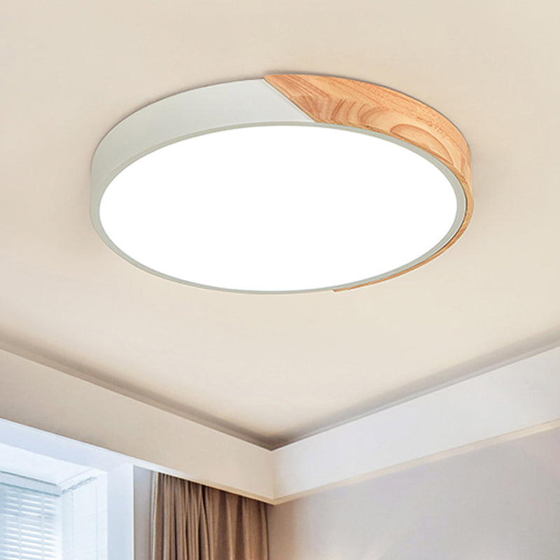 Round Flush Light Modernist Metal LED Pink/White Ceiling Mounted Fixture with Acrylic Diffuser, 12"/16"/19.5" Wide Clearhalo 'Ceiling Lights' 'Close To Ceiling Lights' 'Close to ceiling' 'Flush mount' Lighting' 288695