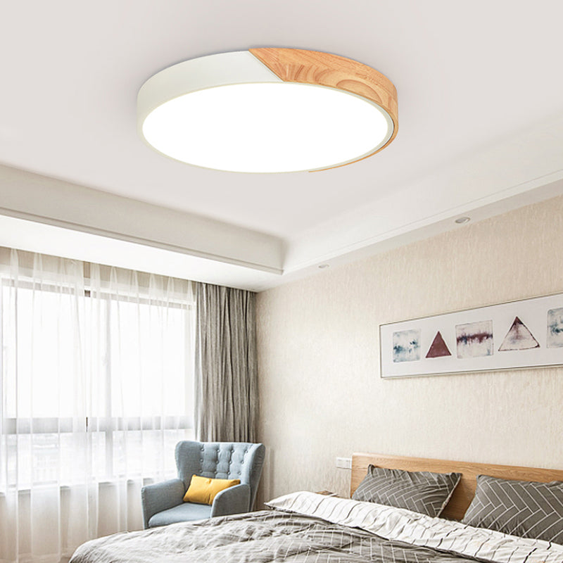 Round Flush Light Modernist Metal LED Pink/White Ceiling Mounted Fixture with Acrylic Diffuser, 12"/16"/19.5" Wide Clearhalo 'Ceiling Lights' 'Close To Ceiling Lights' 'Close to ceiling' 'Flush mount' Lighting' 288696