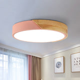 Round Flush Light Modernist Metal LED Pink/White Ceiling Mounted Fixture with Acrylic Diffuser, 12"/16"/19.5" Wide Pink Clearhalo 'Ceiling Lights' 'Close To Ceiling Lights' 'Close to ceiling' 'Flush mount' Lighting' 288702