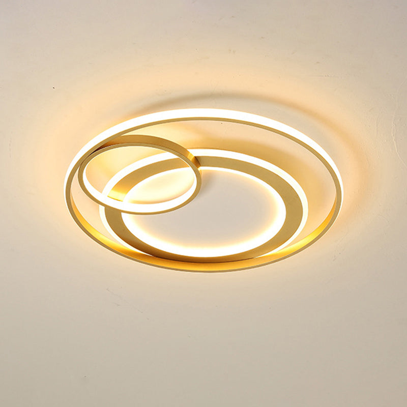 18"/21.5" Wide Ring Ceiling Light Fixture Contemporary Acrylic Black/Gold LED Flush Mount Lamp in Warm/White Light/Remote Control Stepless Dimming Gold Clearhalo 'Ceiling Lights' 'Close To Ceiling Lights' 'Close to ceiling' 'Flush mount' Lighting' 288708