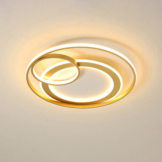 18"/21.5" Wide Ring Ceiling Light Fixture Contemporary Acrylic Black/Gold LED Flush Mount Lamp in Warm/White Light/Remote Control Stepless Dimming Gold Clearhalo 'Ceiling Lights' 'Close To Ceiling Lights' 'Close to ceiling' 'Flush mount' Lighting' 288708