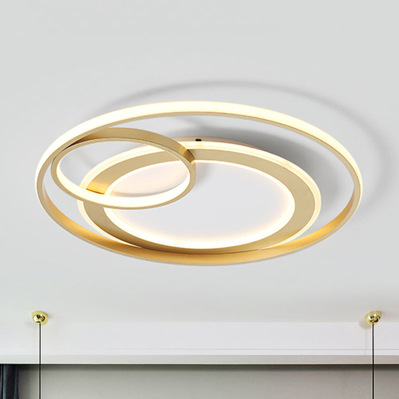 18"/21.5" Wide Ring Ceiling Light Fixture Contemporary Acrylic Black/Gold LED Flush Mount Lamp in Warm/White Light/Remote Control Stepless Dimming Clearhalo 'Ceiling Lights' 'Close To Ceiling Lights' 'Close to ceiling' 'Flush mount' Lighting' 288709