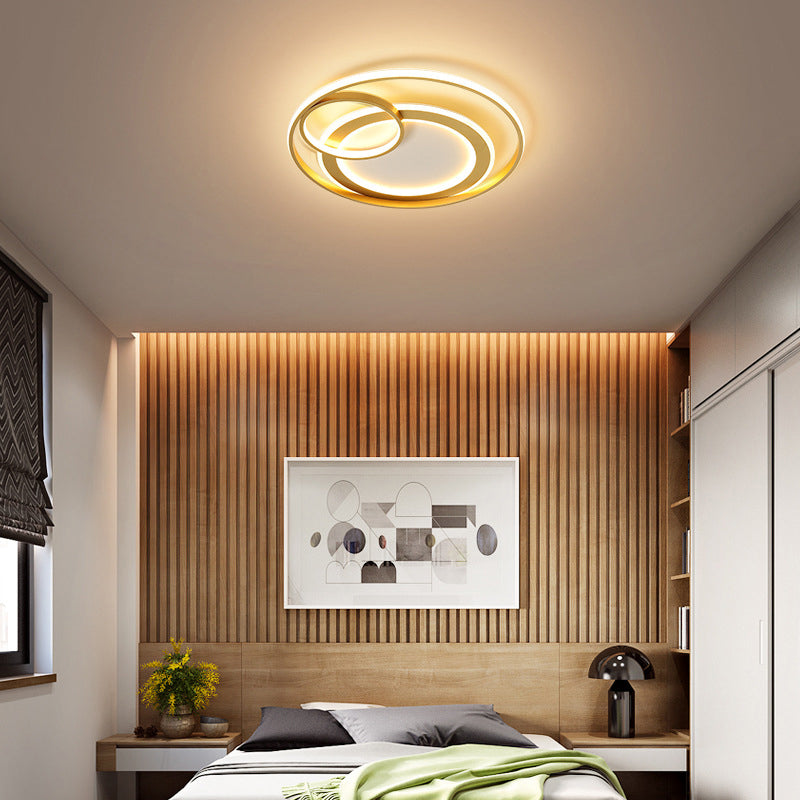 18"/21.5" Wide Ring Ceiling Light Fixture Contemporary Acrylic Black/Gold LED Flush Mount Lamp in Warm/White Light/Remote Control Stepless Dimming Clearhalo 'Ceiling Lights' 'Close To Ceiling Lights' 'Close to ceiling' 'Flush mount' Lighting' 288710