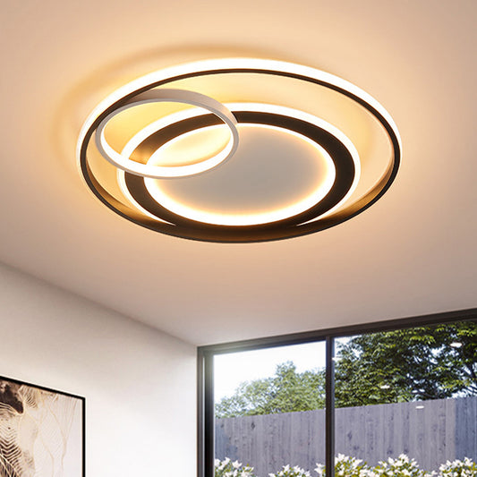 18"/21.5" Wide Ring Ceiling Light Fixture Contemporary Acrylic Black/Gold LED Flush Mount Lamp in Warm/White Light/Remote Control Stepless Dimming Black Clearhalo 'Ceiling Lights' 'Close To Ceiling Lights' 'Close to ceiling' 'Flush mount' Lighting' 288715