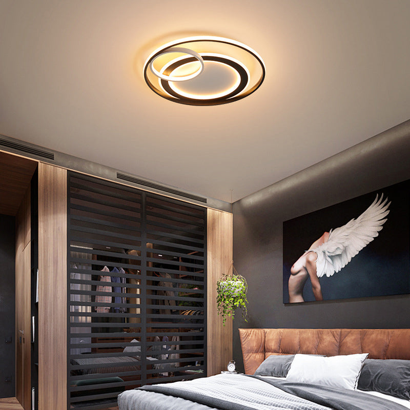 18"/21.5" Wide Ring Ceiling Light Fixture Contemporary Acrylic Black/Gold LED Flush Mount Lamp in Warm/White Light/Remote Control Stepless Dimming Clearhalo 'Ceiling Lights' 'Close To Ceiling Lights' 'Close to ceiling' 'Flush mount' Lighting' 288716