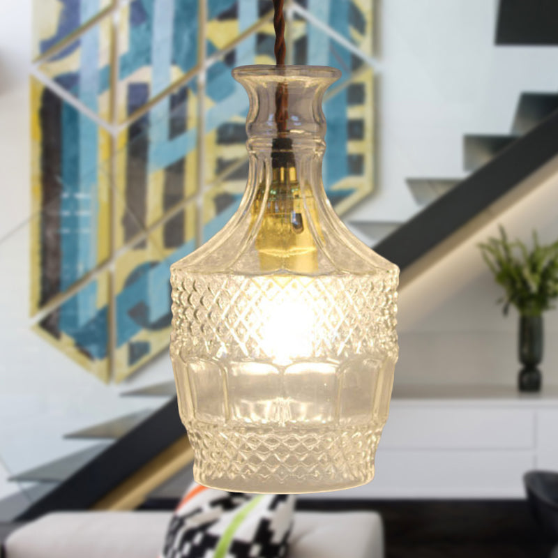 Clear Prism Glass Bottle Pendant Light Fixture Modern 1 Light Hanging Ceiling Light for Dining Room Clear A Clearhalo 'Ceiling Lights' 'Chandeliers' 'Glass shade' 'Glass' 'Modern Pendants' 'Modern' 'Pendant Lights' 'Pendants' Lighting' 288742