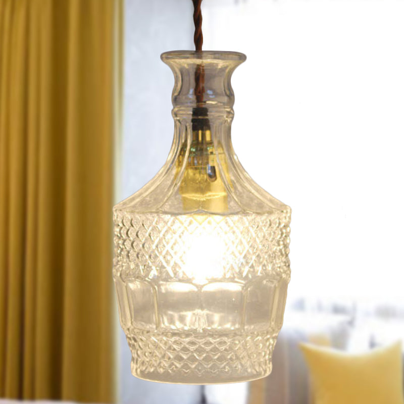 Clear Prism Glass Bottle Pendant Light Fixture Modern 1 Light Hanging Ceiling Light for Dining Room Clearhalo 'Ceiling Lights' 'Chandeliers' 'Glass shade' 'Glass' 'Modern Pendants' 'Modern' 'Pendant Lights' 'Pendants' Lighting' 288743