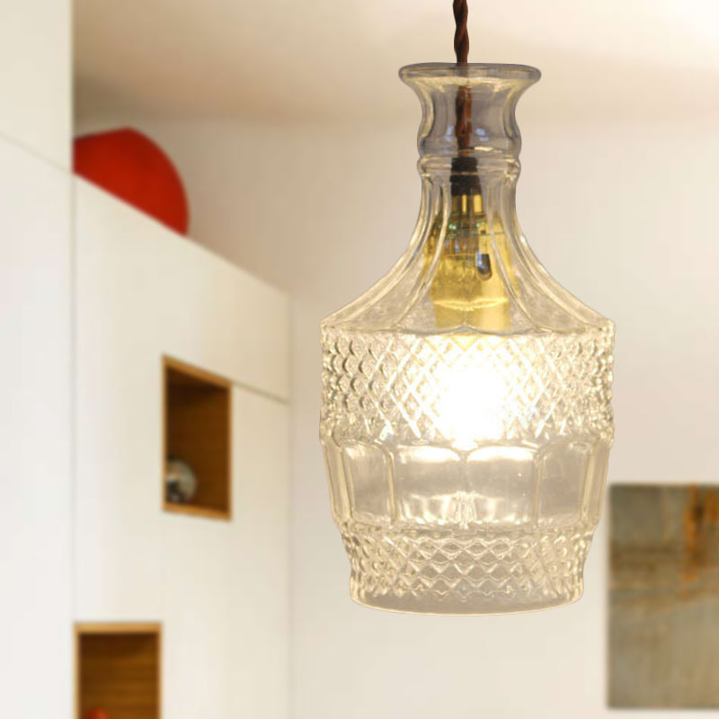 Clear Prism Glass Bottle Pendant Light Fixture Modern 1 Light Hanging Ceiling Light for Dining Room Clearhalo 'Ceiling Lights' 'Chandeliers' 'Glass shade' 'Glass' 'Modern Pendants' 'Modern' 'Pendant Lights' 'Pendants' Lighting' 288744