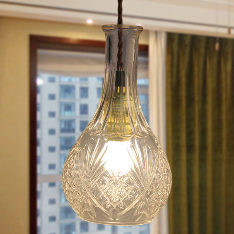 Clear Prism Glass Bottle Pendant Light Fixture Modern 1 Light Hanging Ceiling Light for Dining Room Clear B Clearhalo 'Ceiling Lights' 'Chandeliers' 'Glass shade' 'Glass' 'Modern Pendants' 'Modern' 'Pendant Lights' 'Pendants' Lighting' 288748