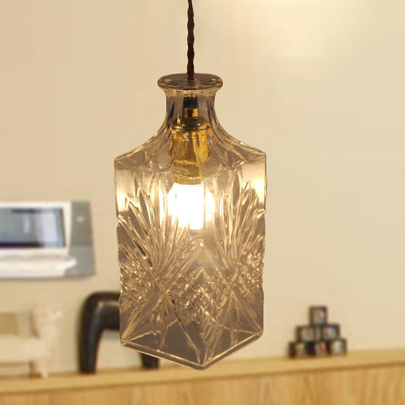 Clear Prism Glass Bottle Pendant Light Fixture Modern 1 Light Hanging Ceiling Light for Dining Room Clearhalo 'Ceiling Lights' 'Chandeliers' 'Glass shade' 'Glass' 'Modern Pendants' 'Modern' 'Pendant Lights' 'Pendants' Lighting' 288755