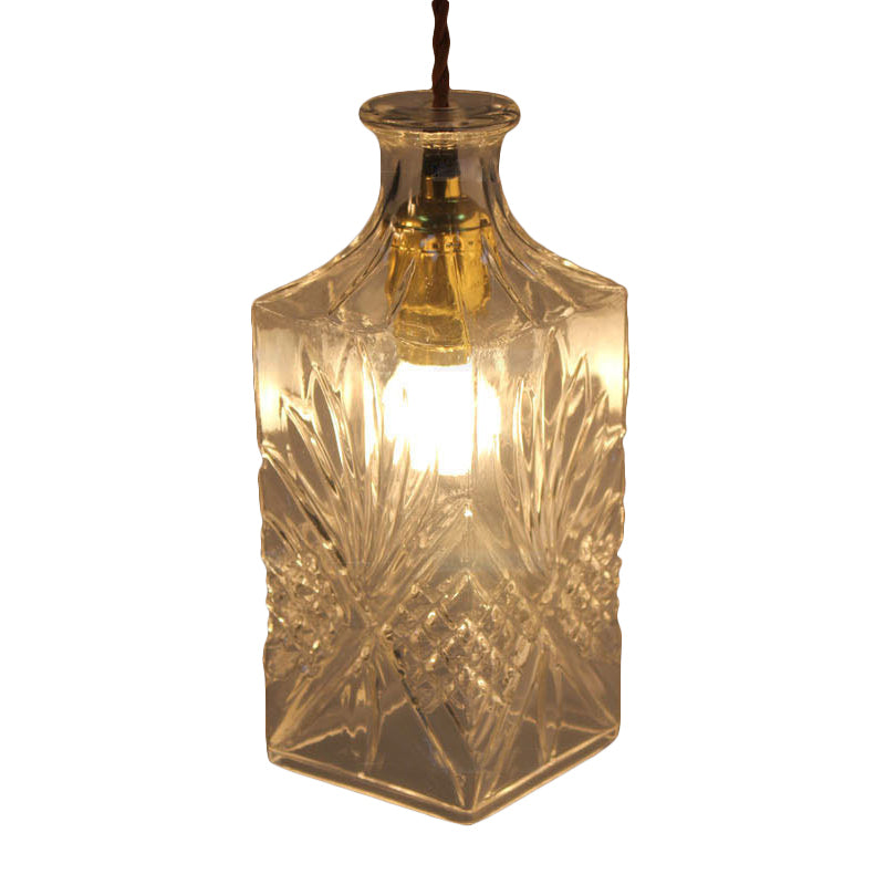 Clear Prism Glass Bottle Pendant Light Fixture Modern 1 Light Hanging Ceiling Light for Dining Room Clearhalo 'Ceiling Lights' 'Chandeliers' 'Glass shade' 'Glass' 'Modern Pendants' 'Modern' 'Pendant Lights' 'Pendants' Lighting' 288758